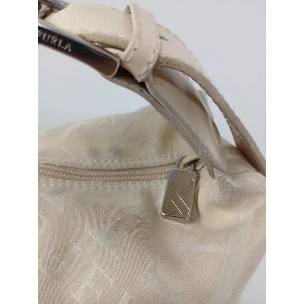Furla Shoulder Bag Beige And Brown Color Nylon And Leather Used